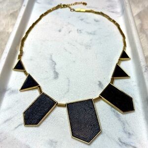 House of Harlow Gold Tone with Leather Inserts Statement Necklace